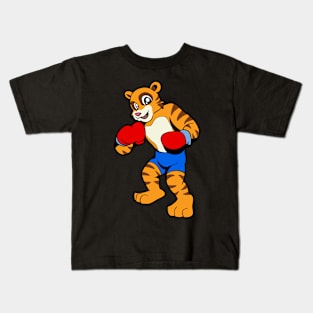 With boxing gloves in boxing ring - cartoon tiger boxer Kids T-Shirt